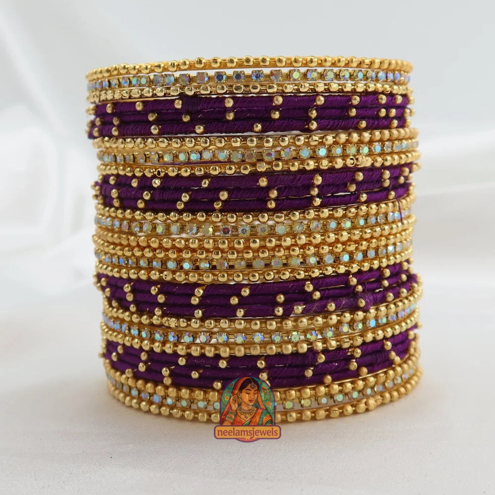 Preeti Threadwork Bangle Stack Purple / 2.4