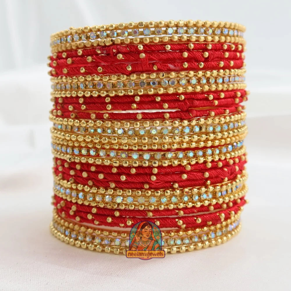 Preeti Threadwork Bangle Stack Red / 2.4