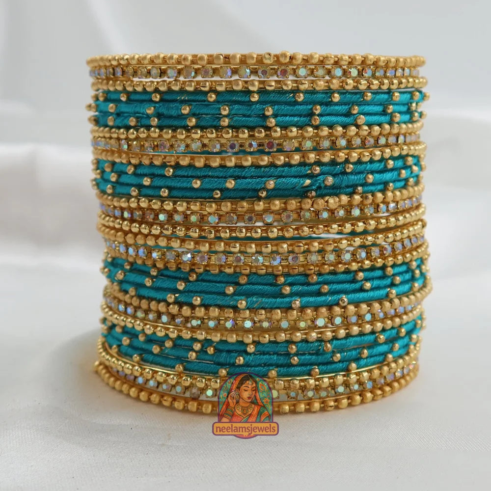Preeti Threadwork Bangle Stack Turquoise / 2.4