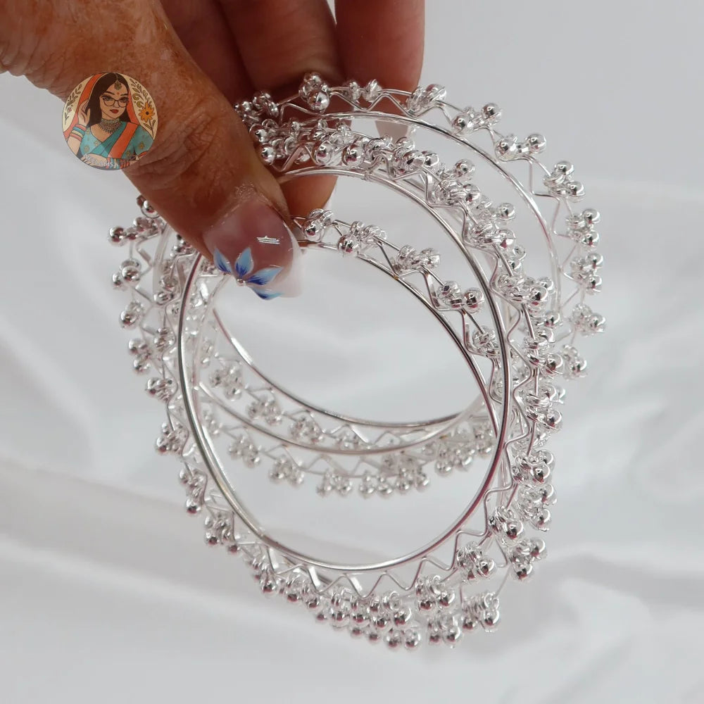 Priya Ghungroo Mini Bangle Set (Silver)