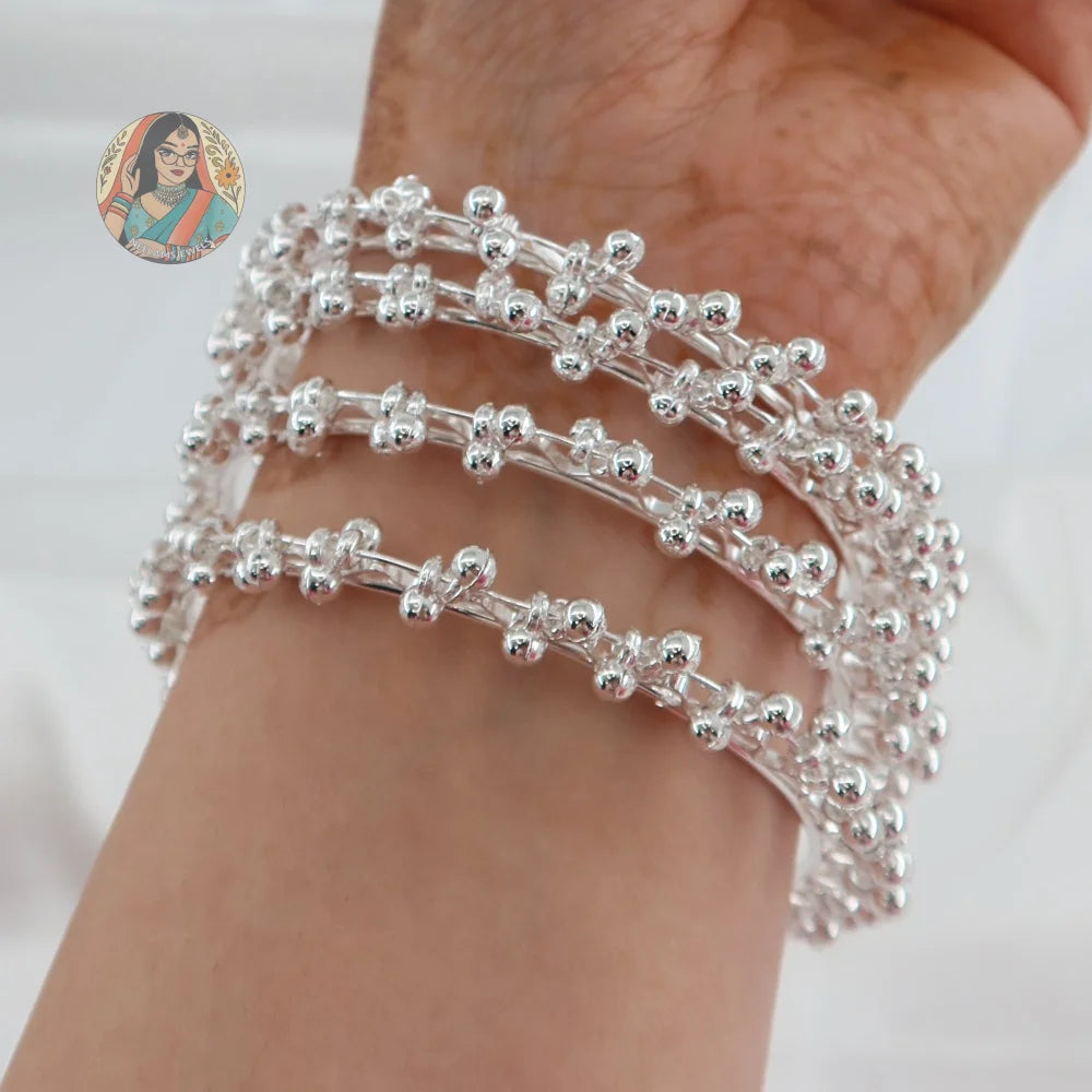 Priya Ghungroo Mini Bangle Set (Silver)