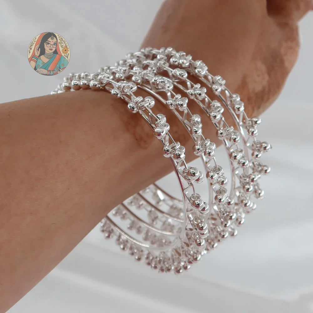 Priya Ghungroo Mini Bangle Set (Silver)