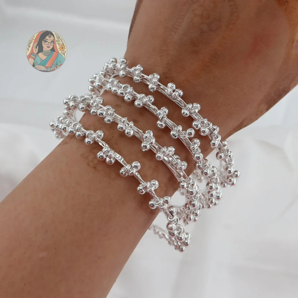 Priya Ghungroo Mini Bangle Set (Silver)