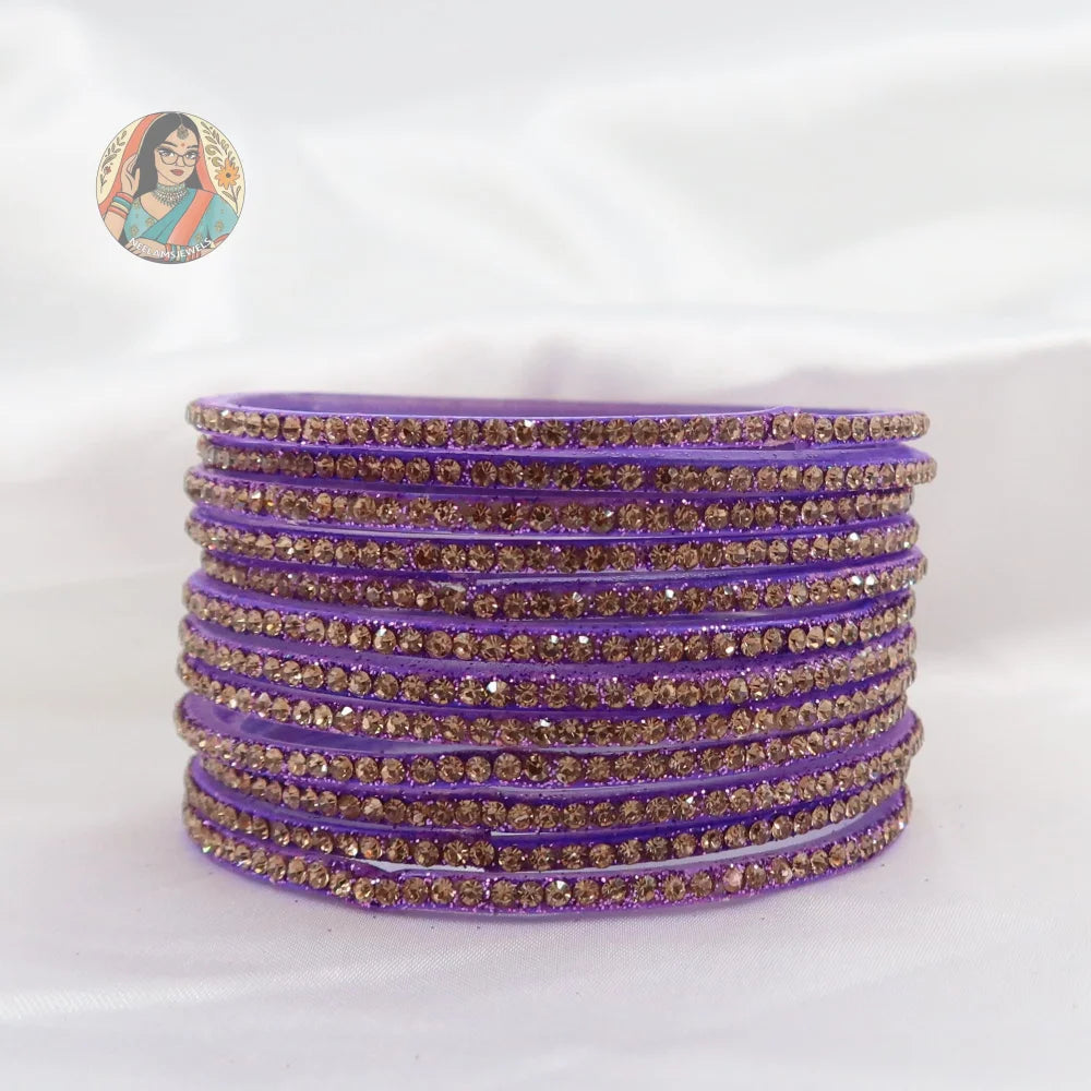 ’Purple’ Bebo Glitter Glass Bangle Set
