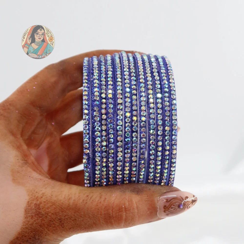 ’Purple’ Bebo Glitter Glass Bangle Set