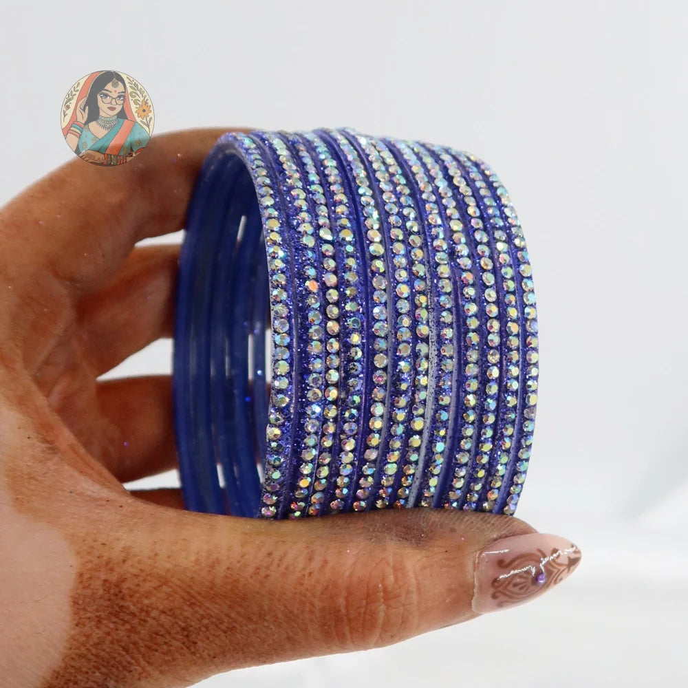 ’Purple’ Bebo Glitter Glass Bangle Set