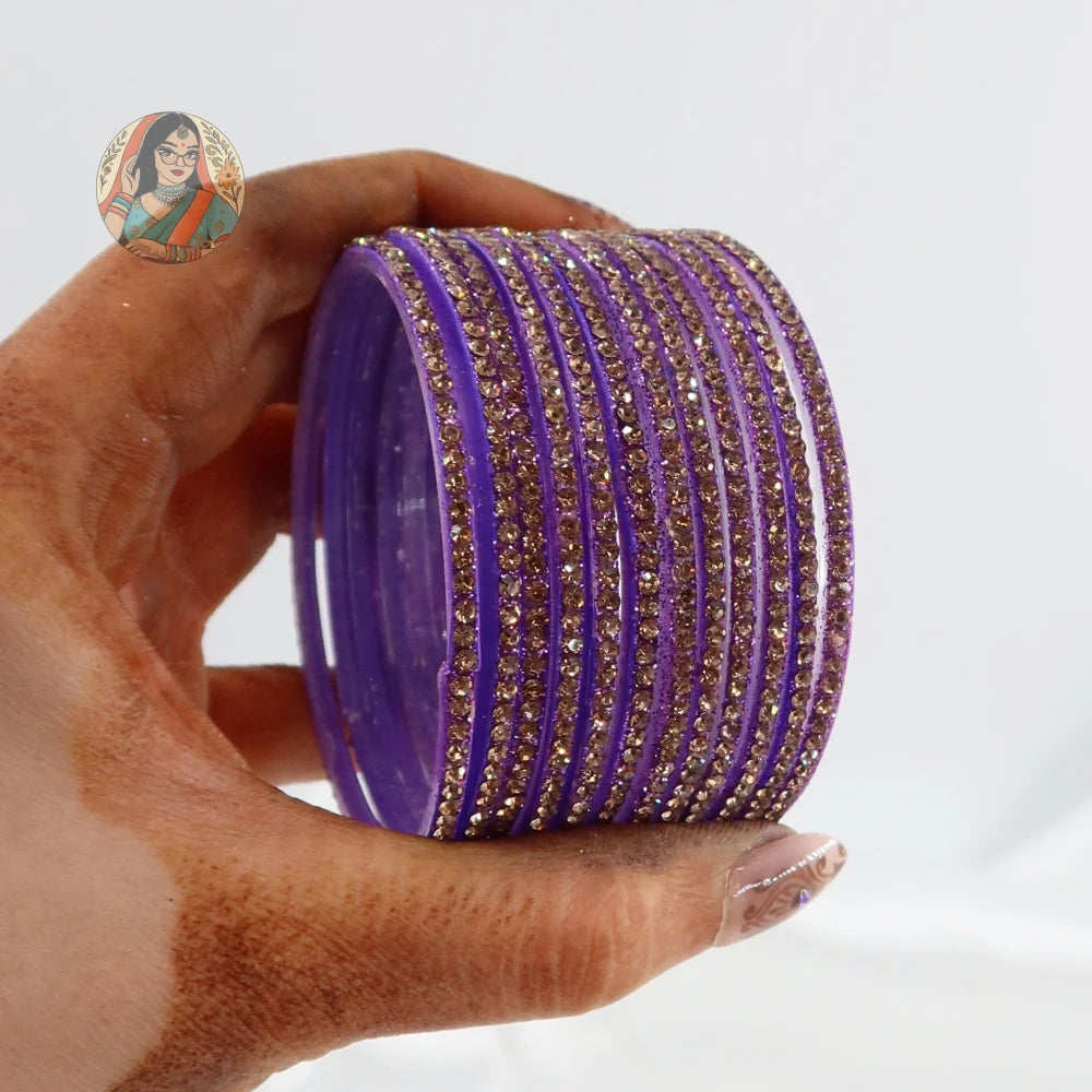 ’Purple’ Bebo Glitter Glass Bangle Set