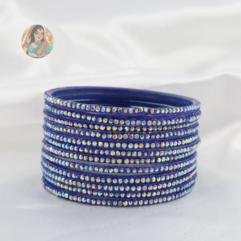 ’Purple’ Bebo Glitter Glass Bangle Set