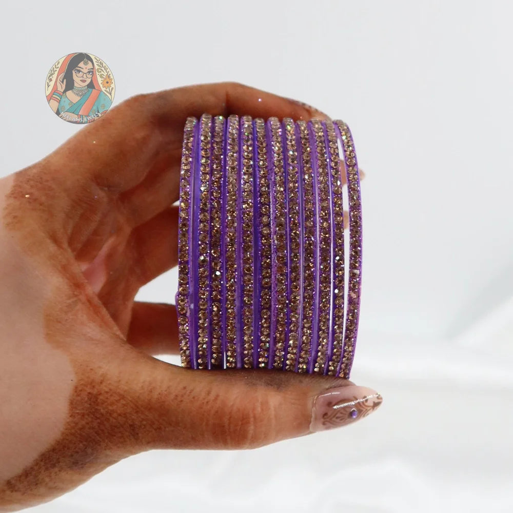 ’Purple’ Bebo Glitter Glass Bangle Set