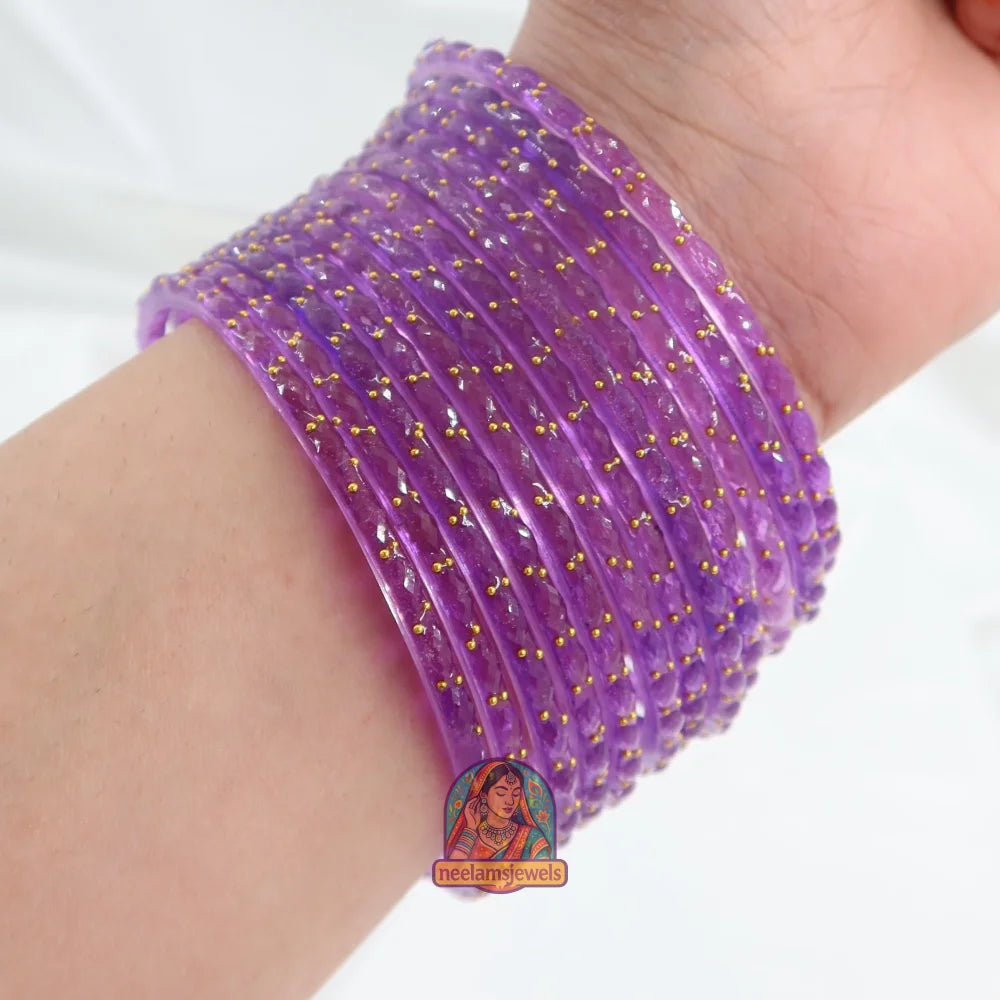 ’Purple’ Crystal Cut Glass Bangle Set