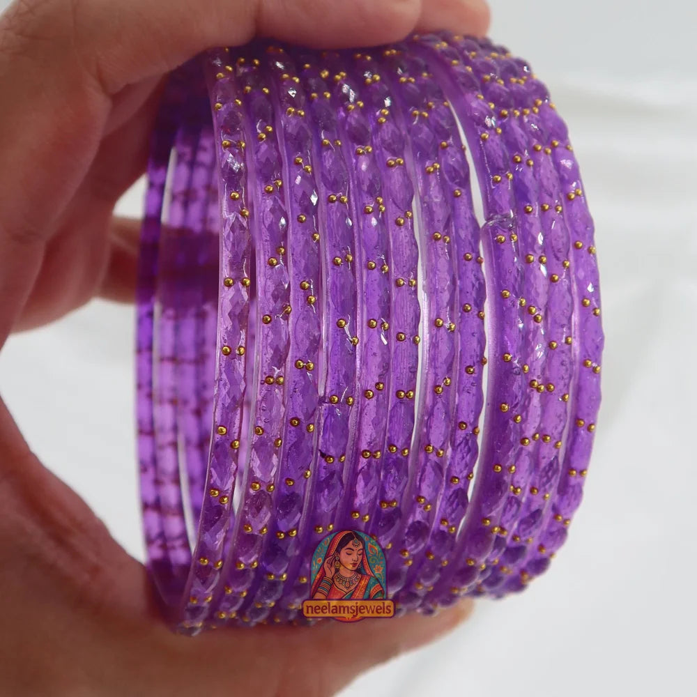 ’Purple’ Crystal Cut Glass Bangle Set