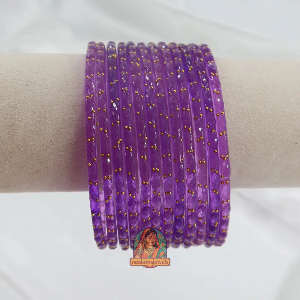 ’Purple’ Crystal Cut Glass Bangle Set