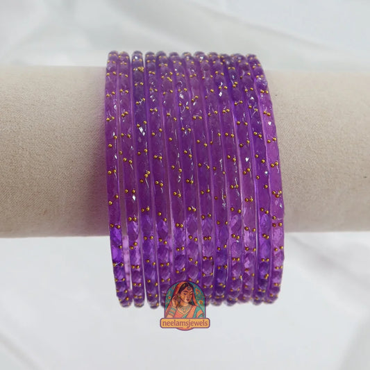 ’Purple’ Crystal Cut Glass Bangle Set