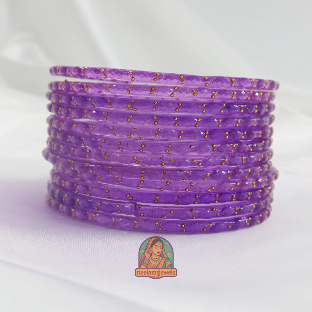 ’Purple’ Crystal Cut Glass Bangle Set