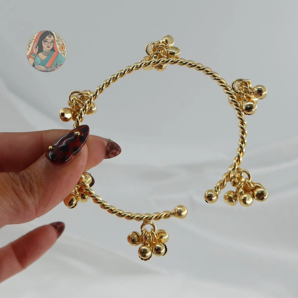 Radha Golden Ghungroo Bangles (Free Size)
