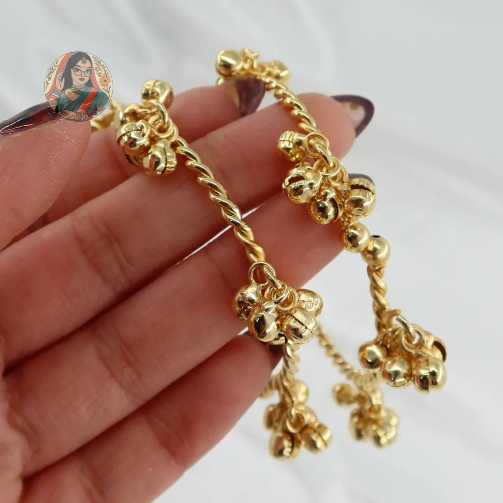 Radha Golden Ghungroo Bangles (Free Size)