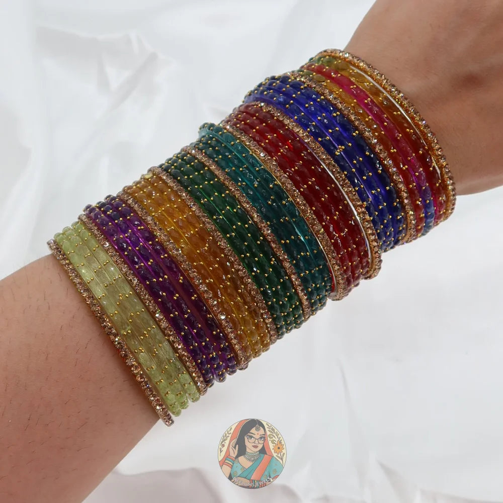 Raindrop Rainbow Glass Bangle Set 2.0