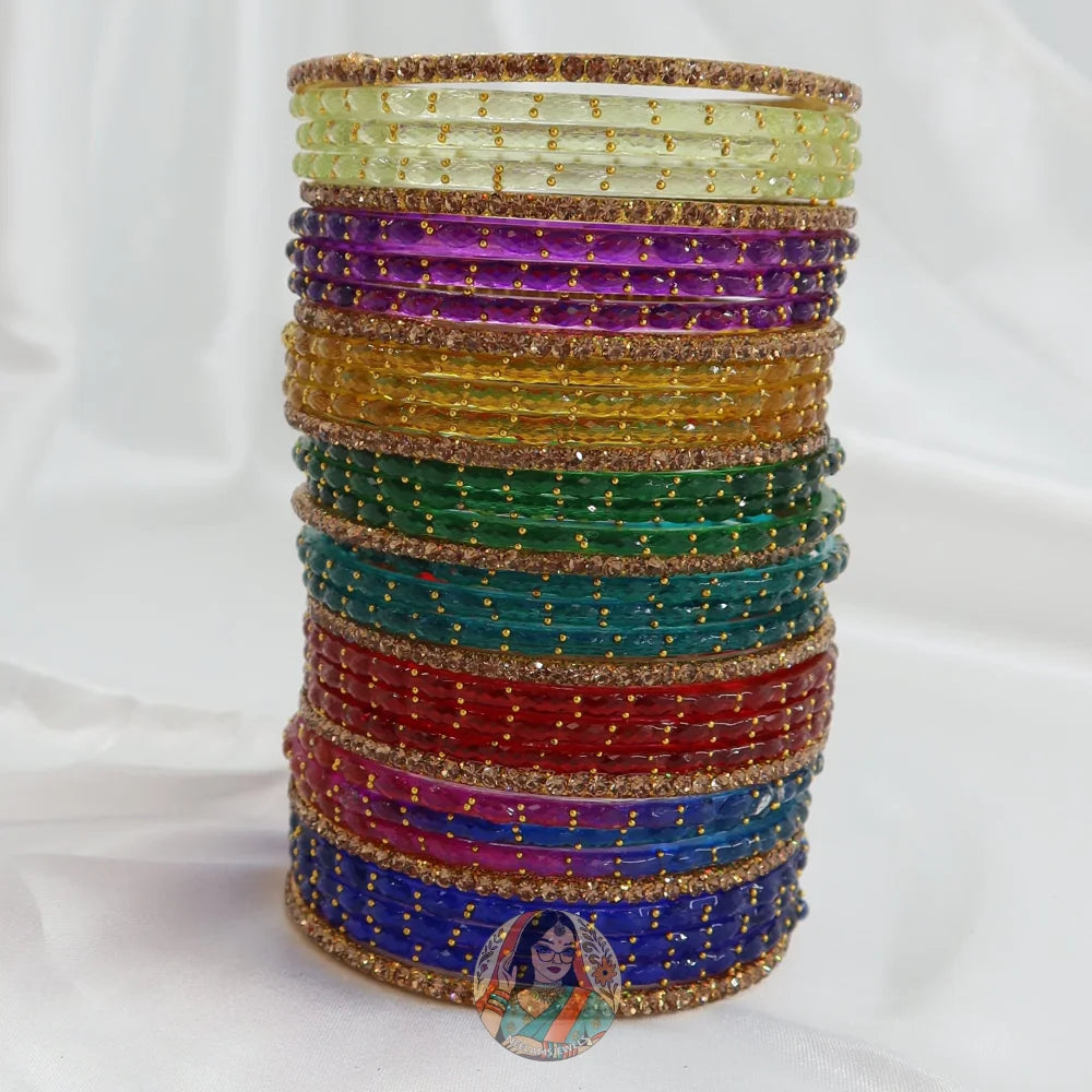 Raindrop Rainbow Glass Bangle Set 2.0