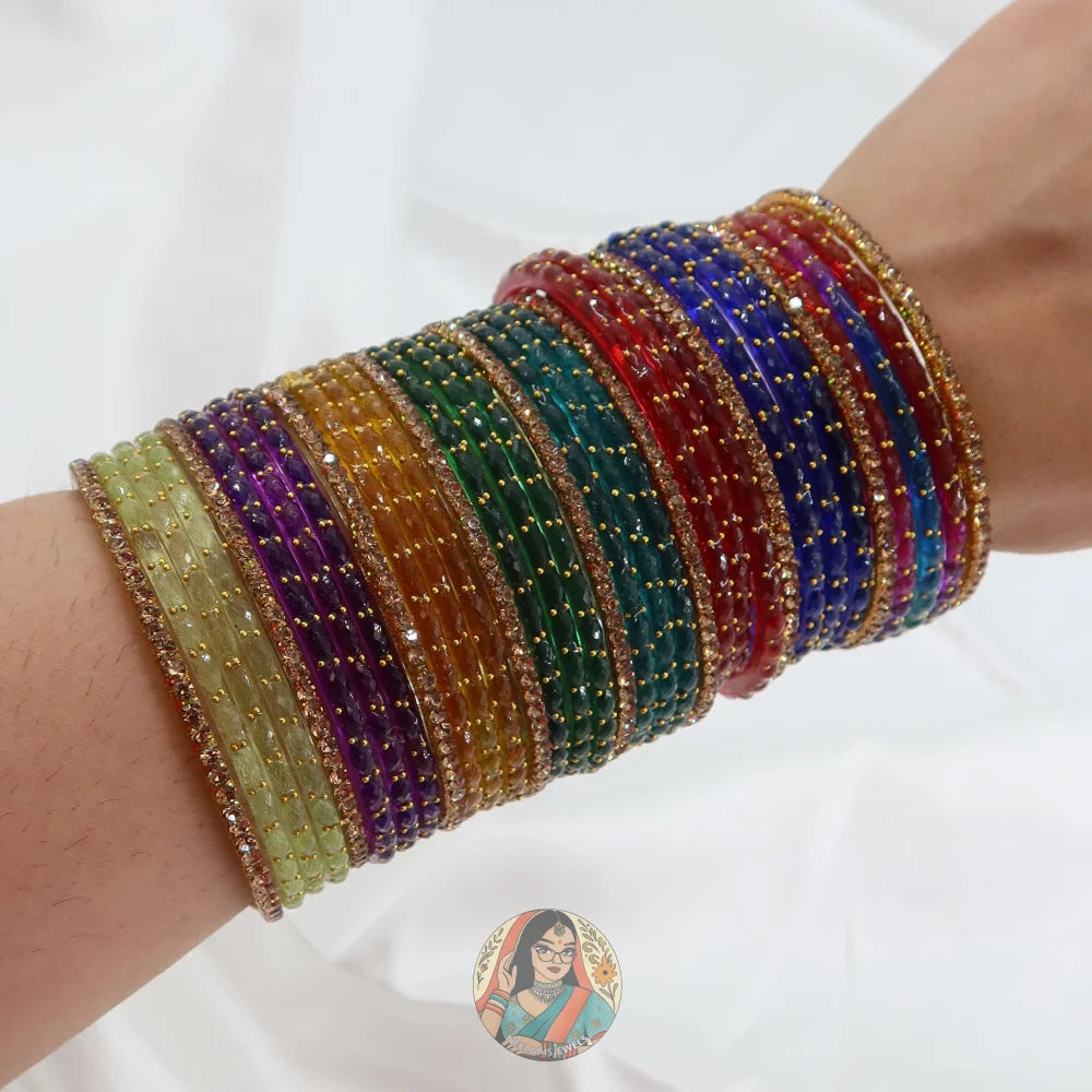 Raindrop Rainbow Glass Bangle Set 2.0