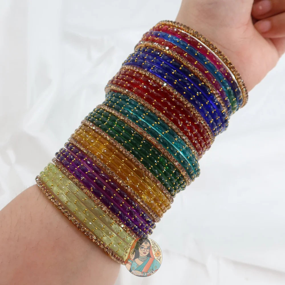 Raindrop Rainbow Glass Bangle Set 2.0