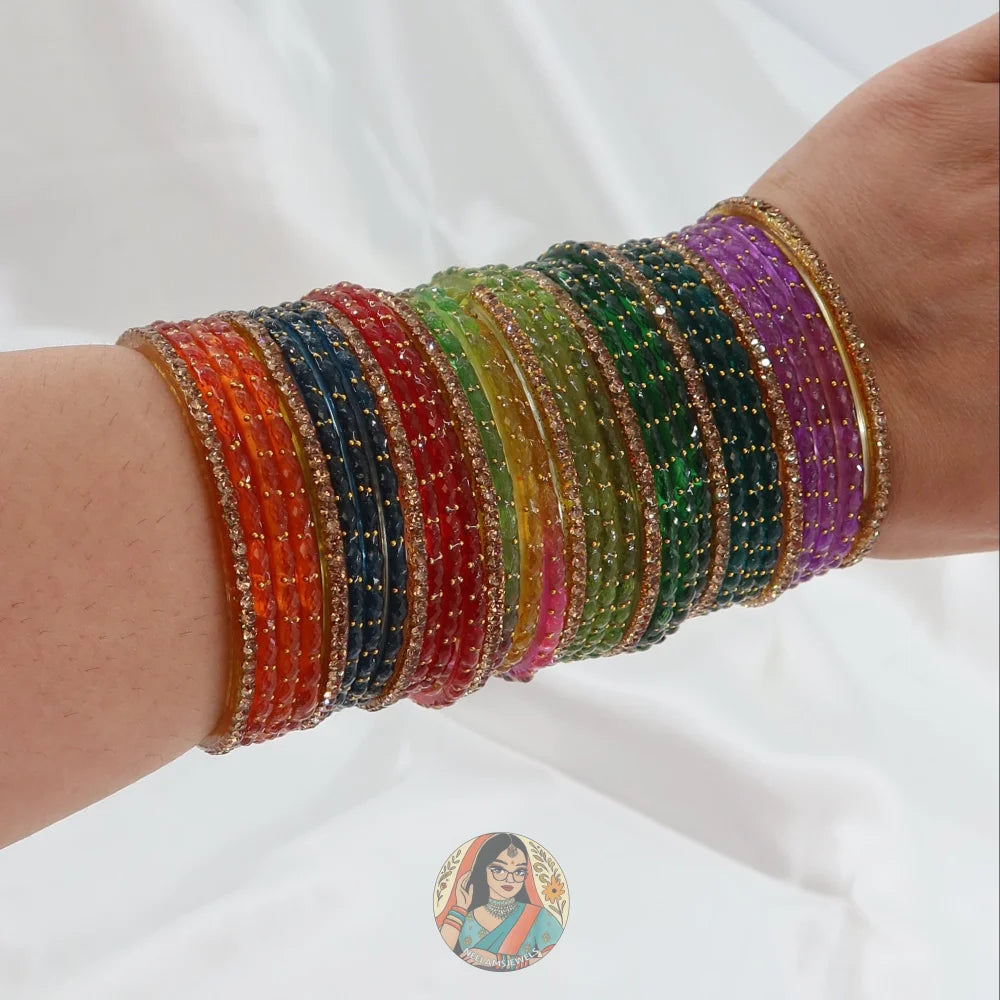 Raindrop Rainbow Glass Bangle Set