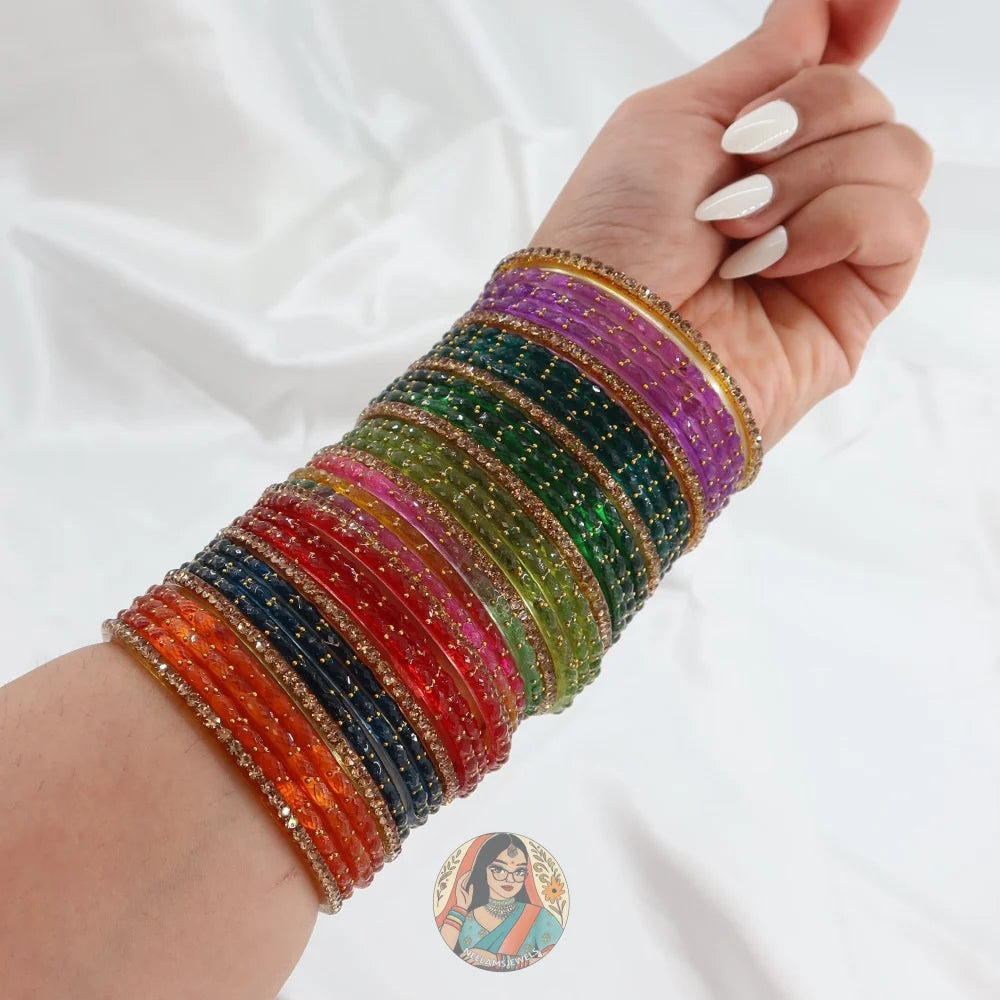 Raindrop Rainbow Glass Bangle Set