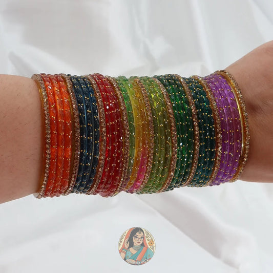 Raindrop Rainbow Glass Bangle Set