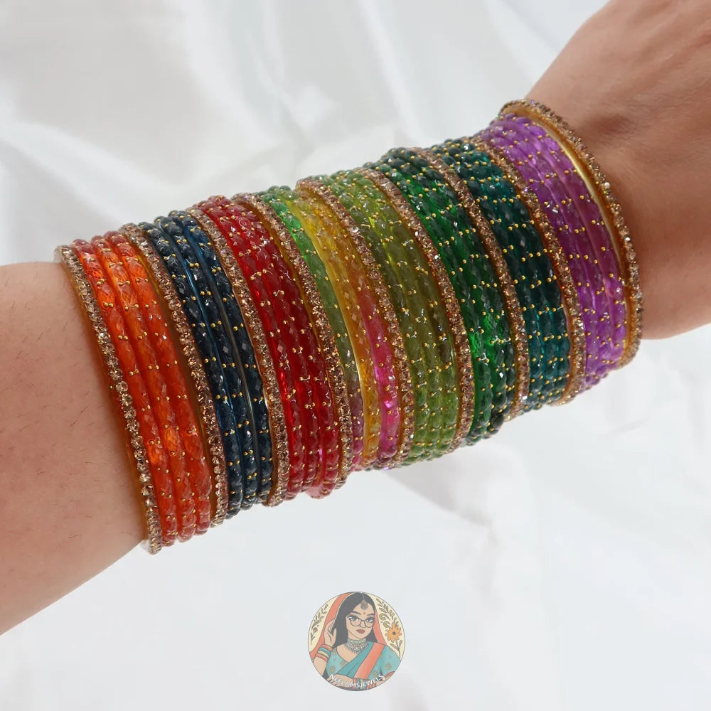 Raindrop Rainbow Glass Bangle Set