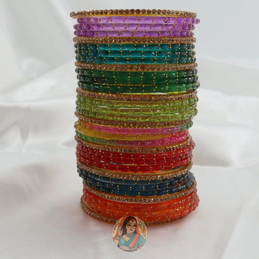 Raindrop Rainbow Glass Bangle Set