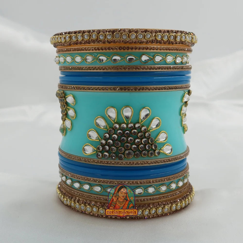 Rajwadi Meher Bangle Stack (Blue)