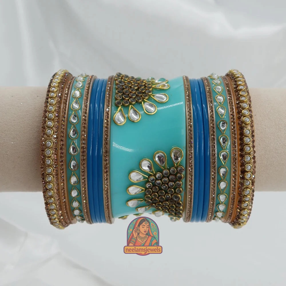 Rajwadi Meher Bangle Stack (Blue)