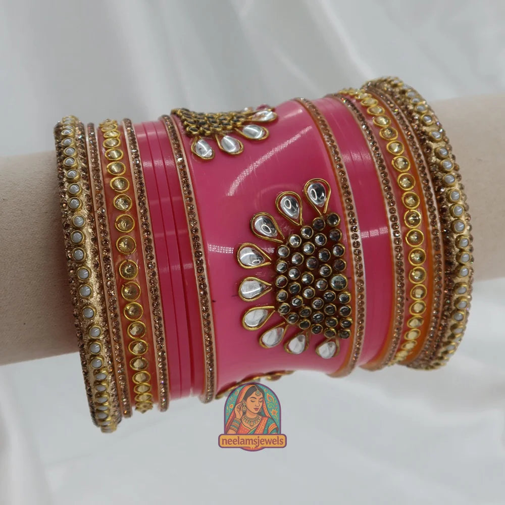 Rajwadi Meher Bangle Stack (Pink)