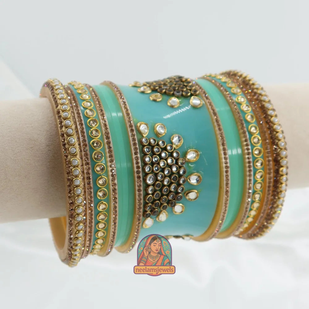 Rajwadi Meher Bangle Stack (Turquoise)