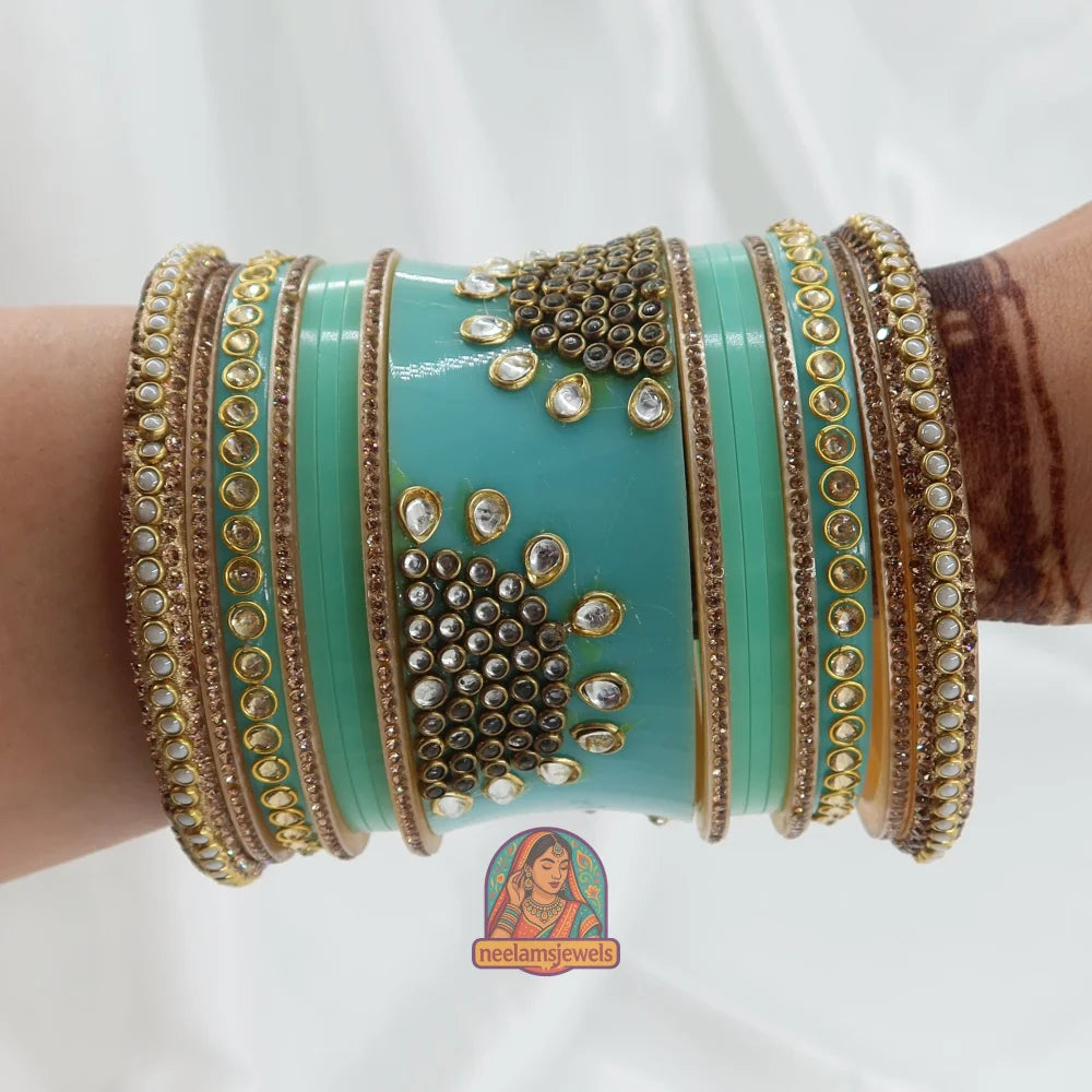 Rajwadi Meher Bangle Stack (Turquoise)