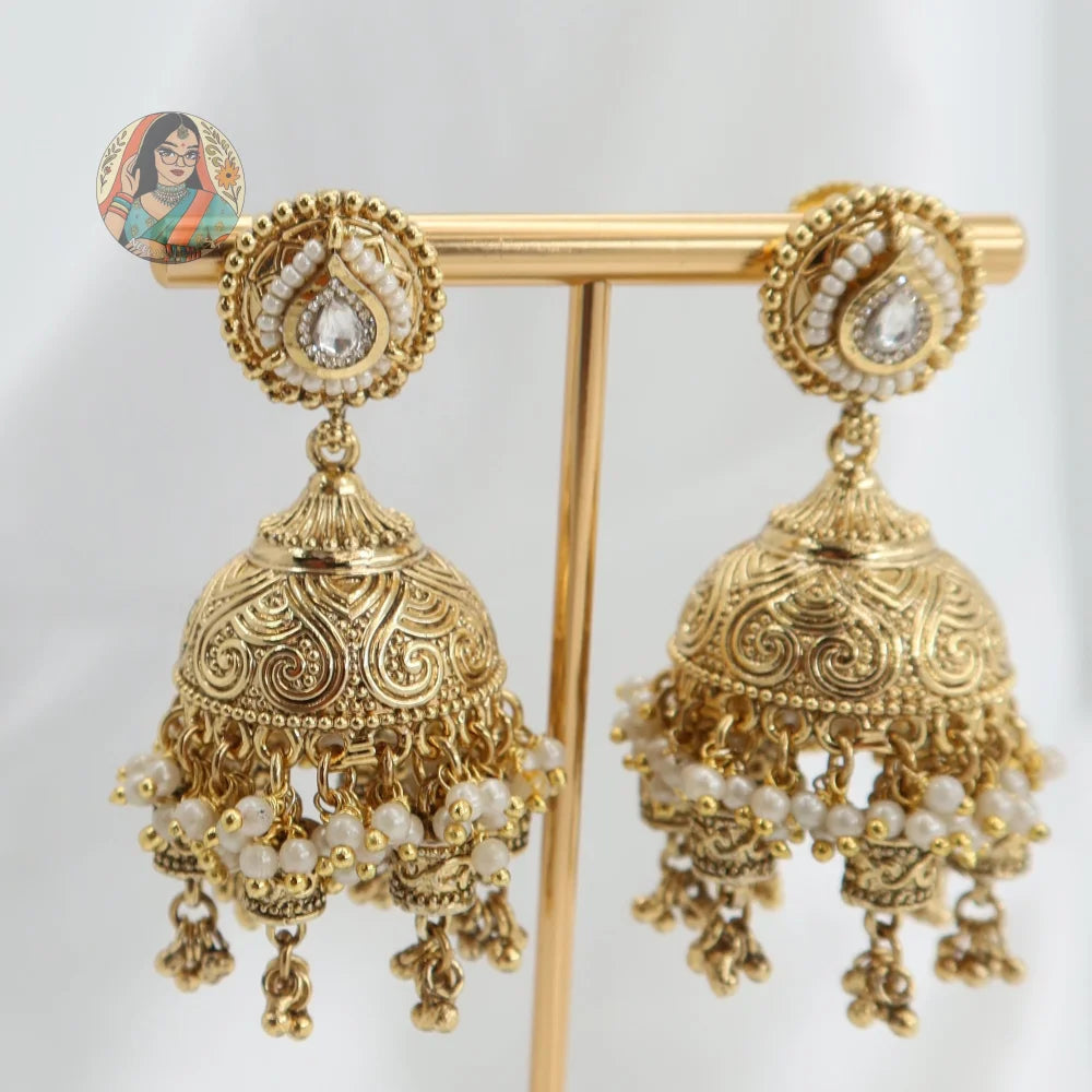 Raman Gold Jhumka Earrings