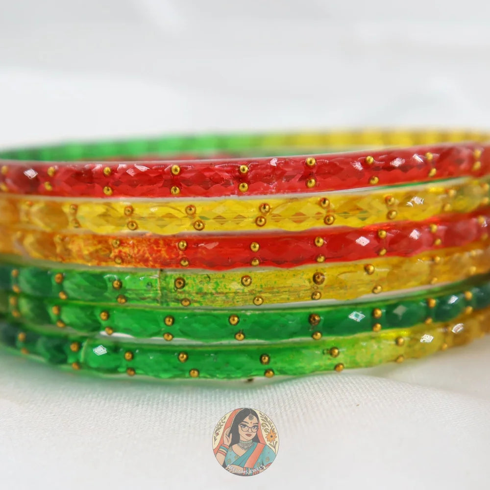 Rang Festival Bangles - Yellow Red & Green