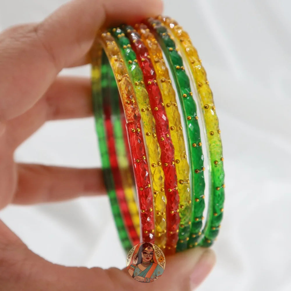 Rang Festival Bangles - Yellow Red & Green