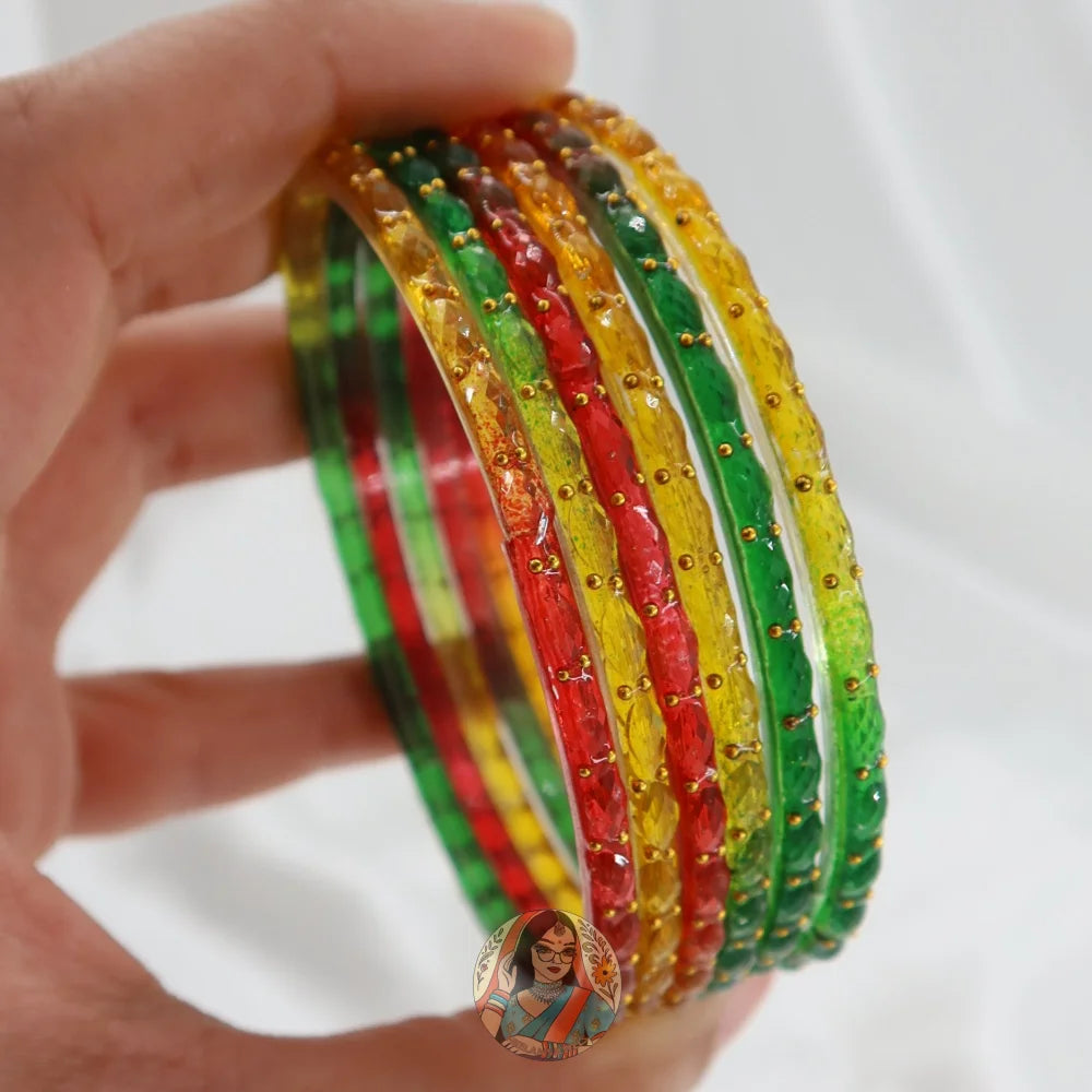 Rang Festival Bangles - Yellow Red & Green