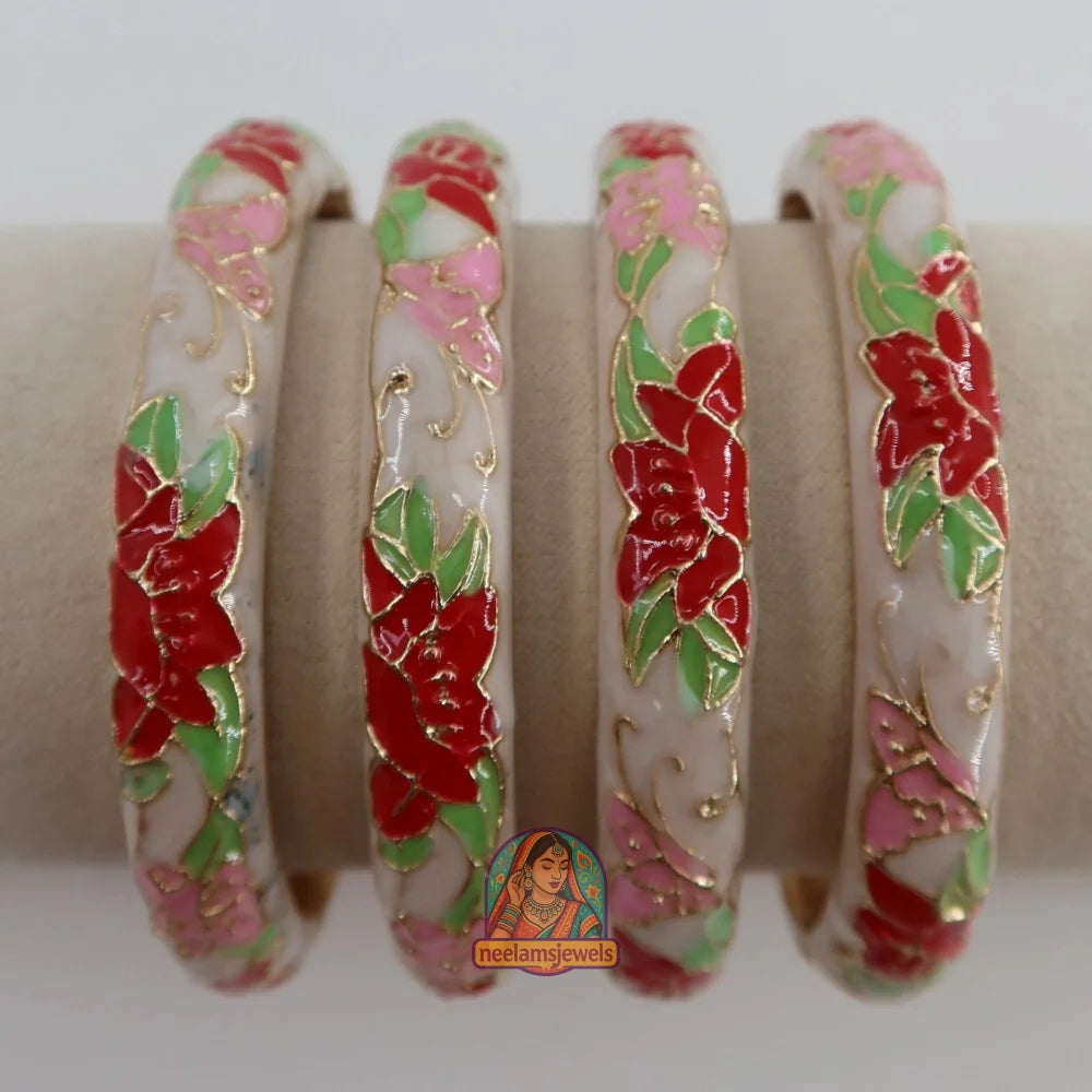 Rangrez Meenakari Kada 4 - Cream