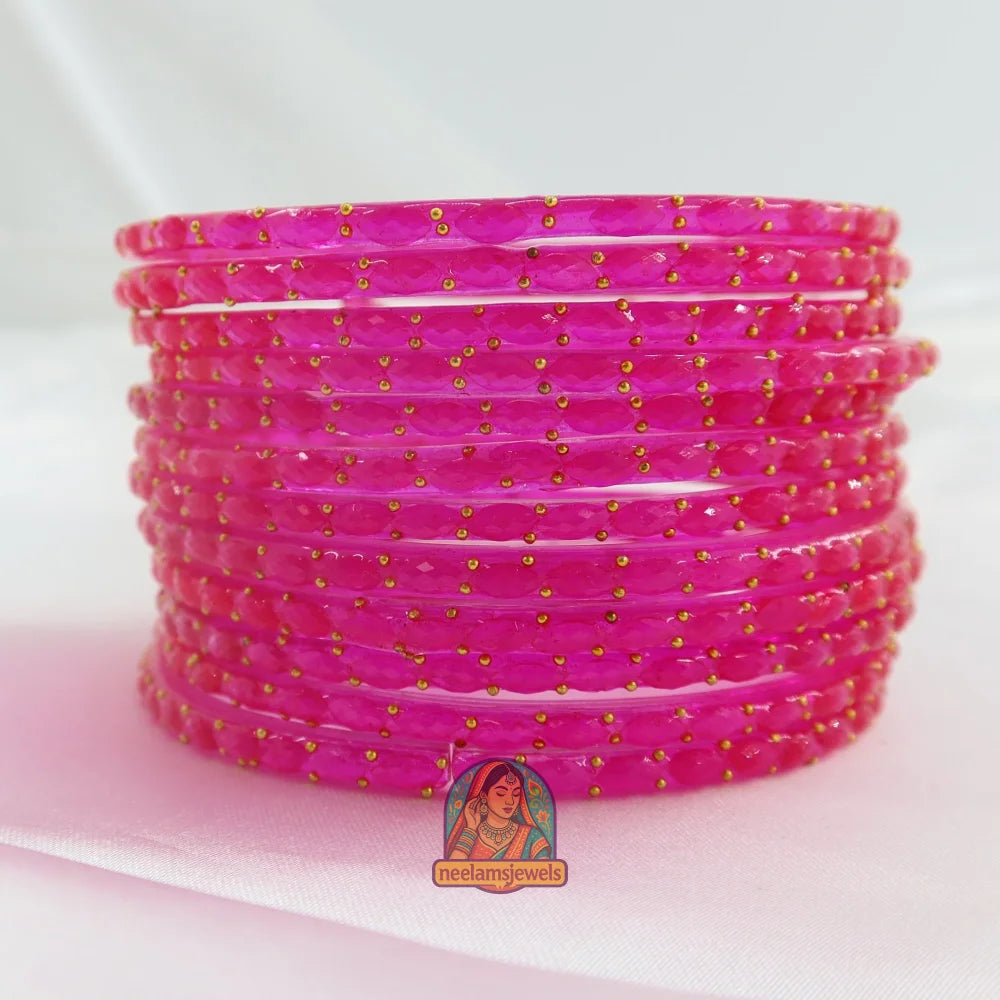 ’Rani Pink’ Crystal Cut Glass Bangle Set