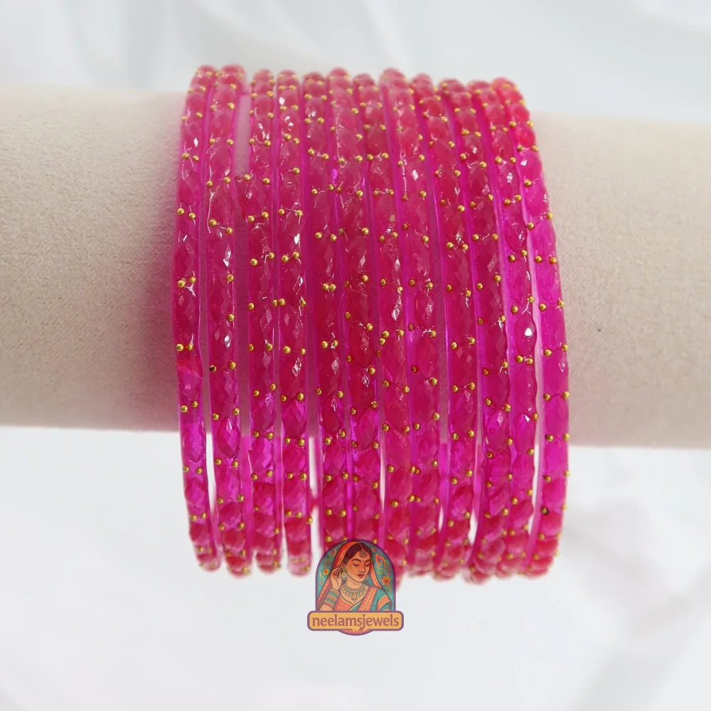 ’Rani Pink’ Crystal Cut Glass Bangle Set