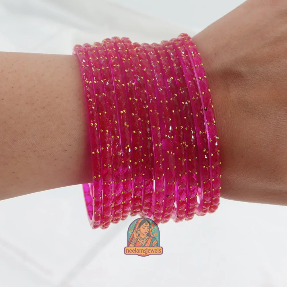 ’Rani Pink’ Crystal Cut Glass Bangle Set