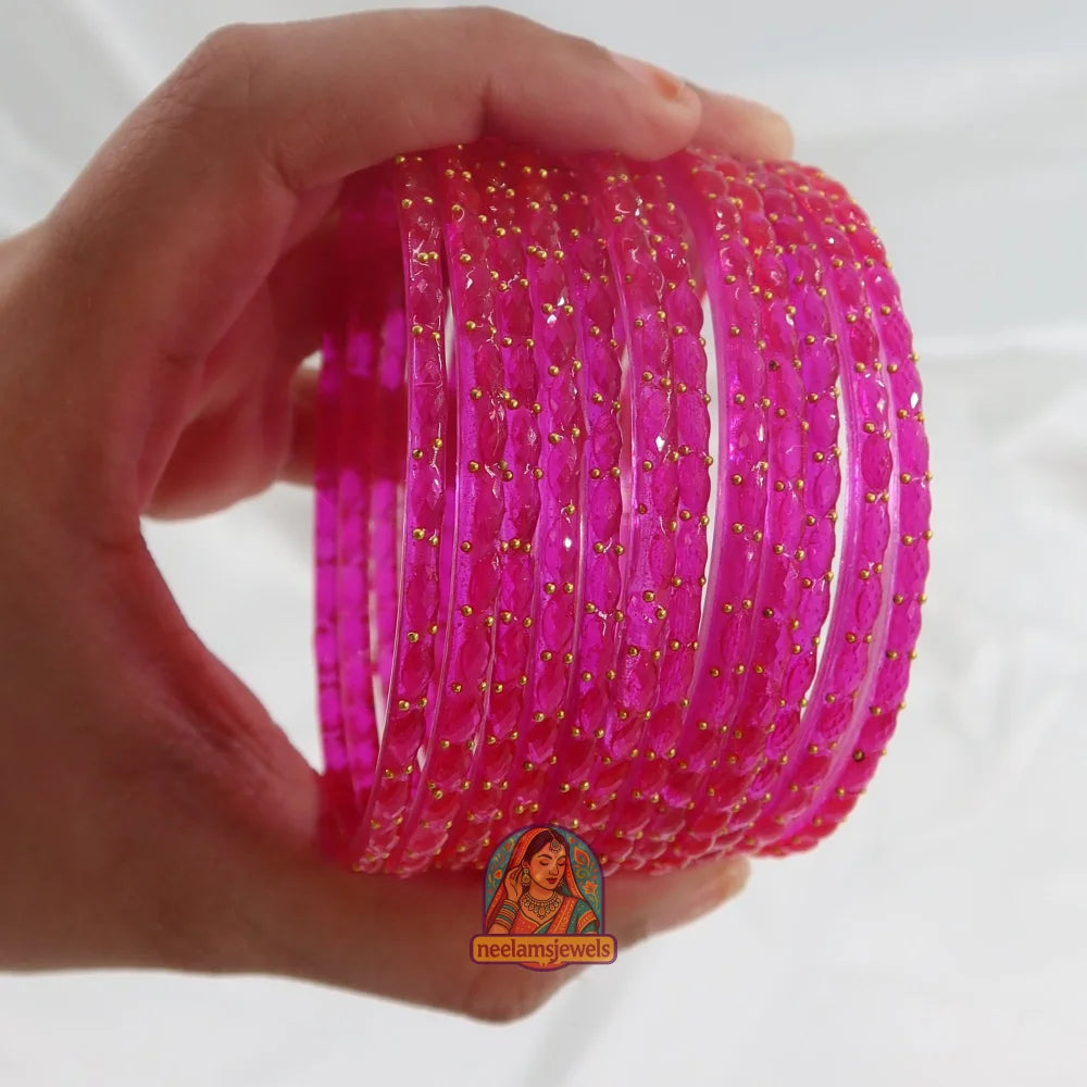 ’Rani Pink’ Crystal Cut Glass Bangle Set