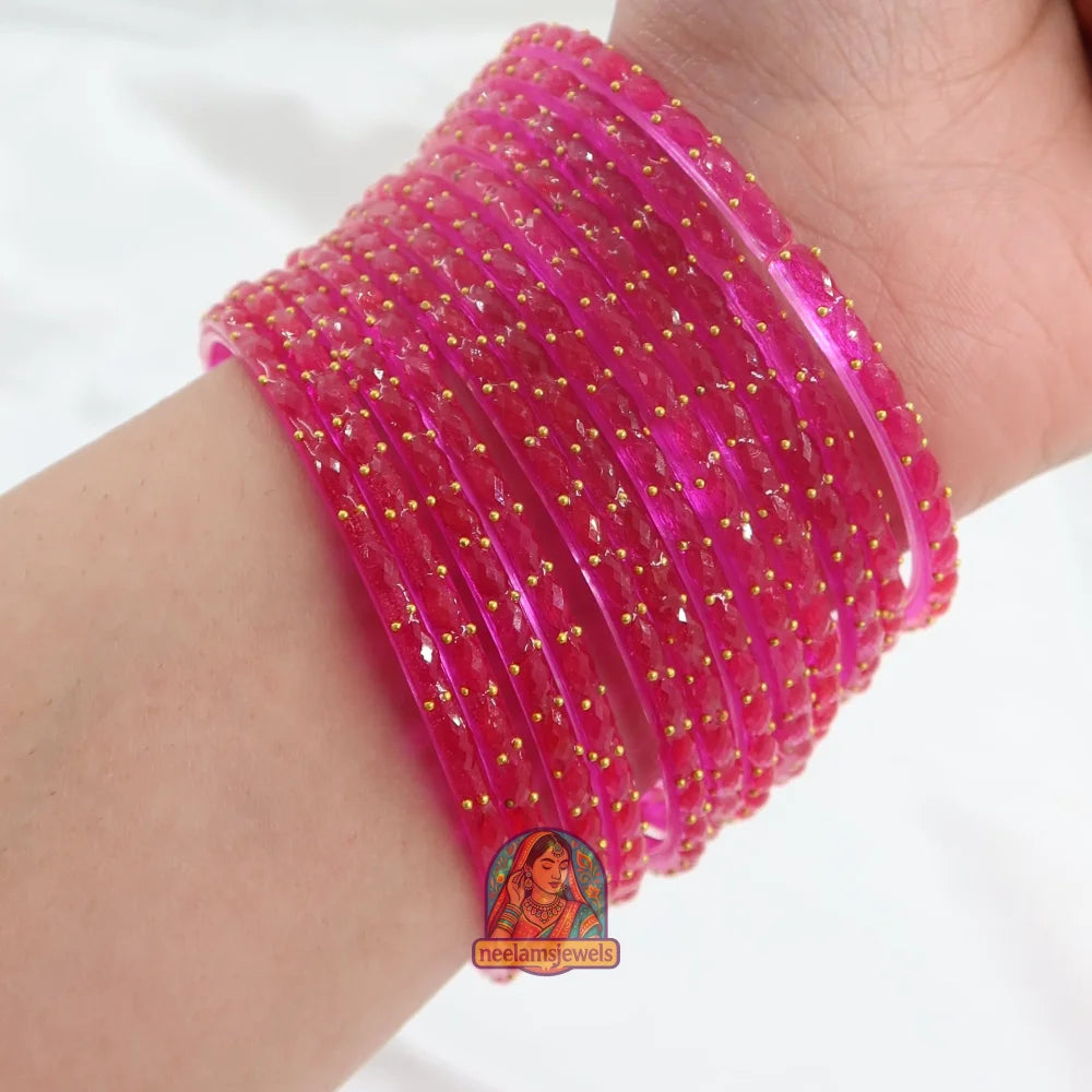 ’Rani Pink’ Crystal Cut Glass Bangle Set