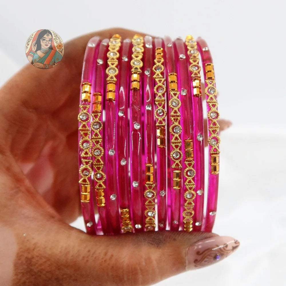 ’Rani Pink’ Mehwish Glass Bangle Set