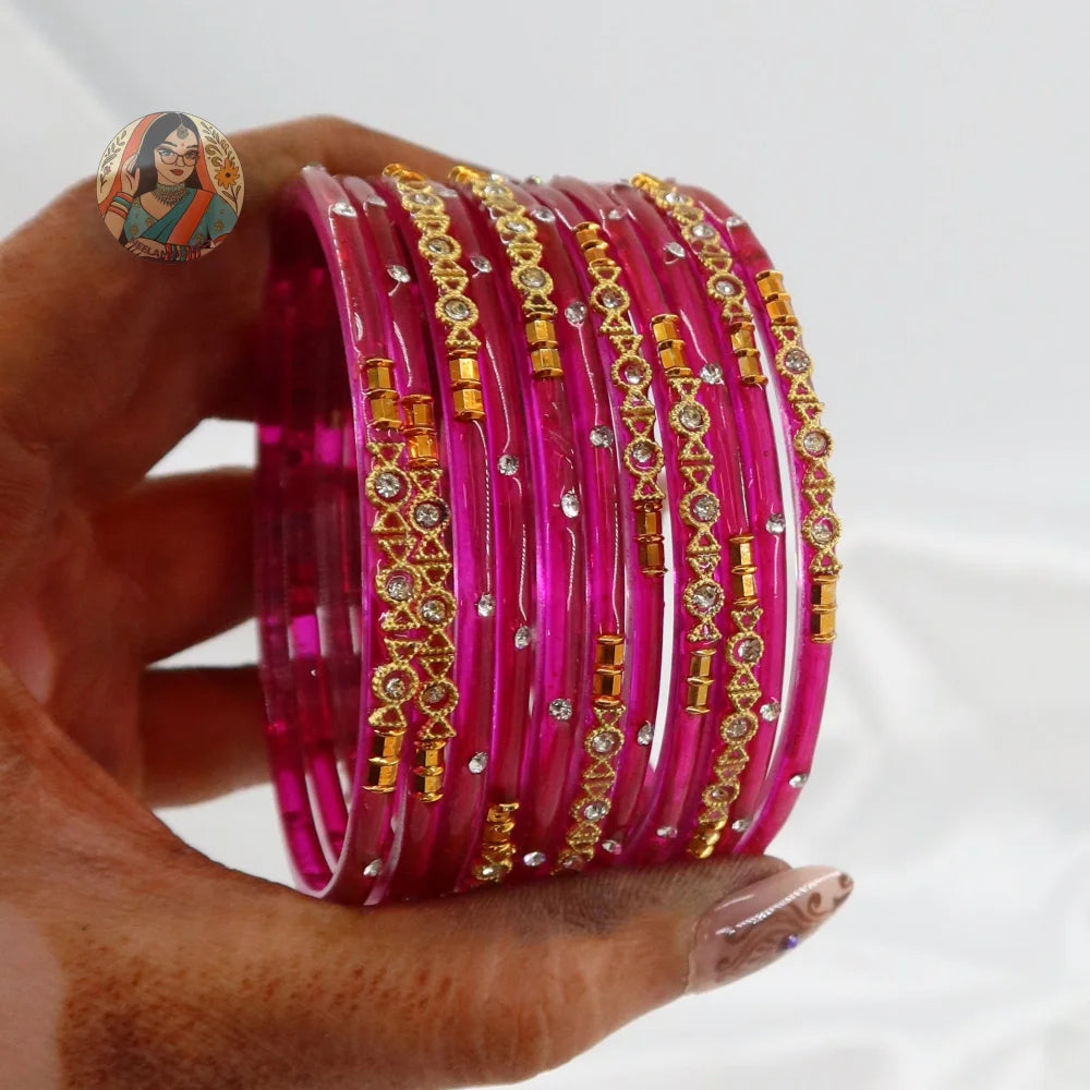 ’Rani Pink’ Mehwish Glass Bangle Set