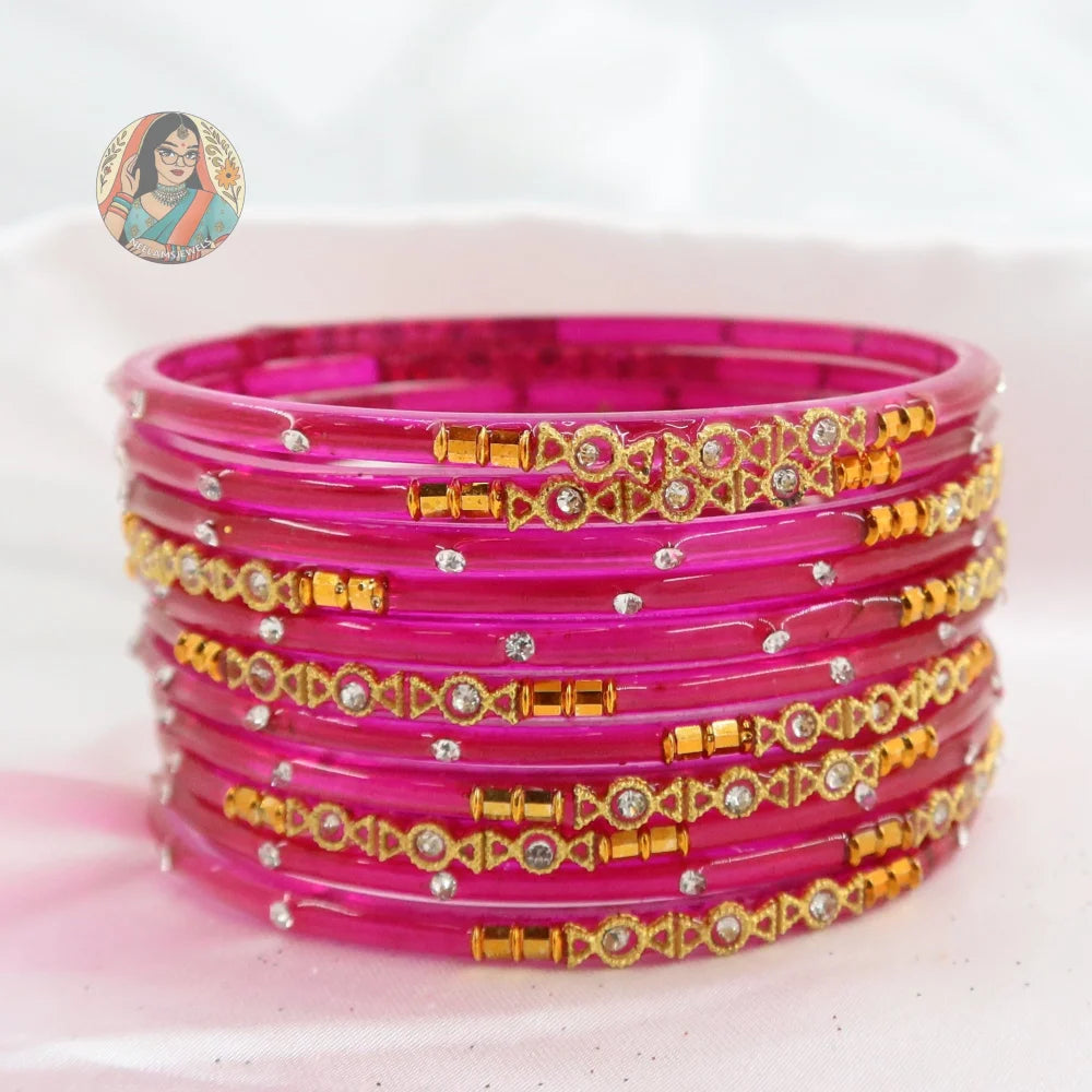 ’Rani Pink’ Mehwish Glass Bangle Set