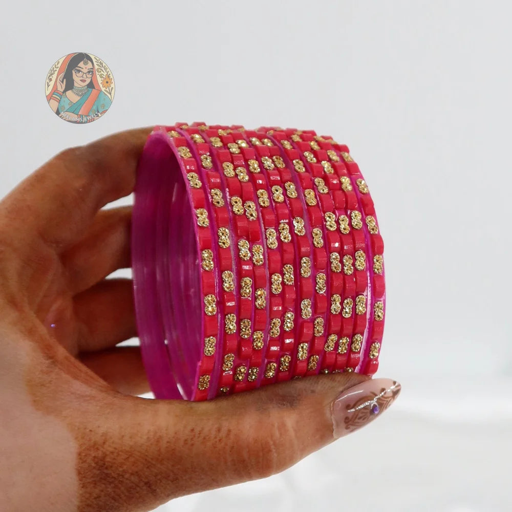 ’Rani Pink’ Tara Glass Bangle Set