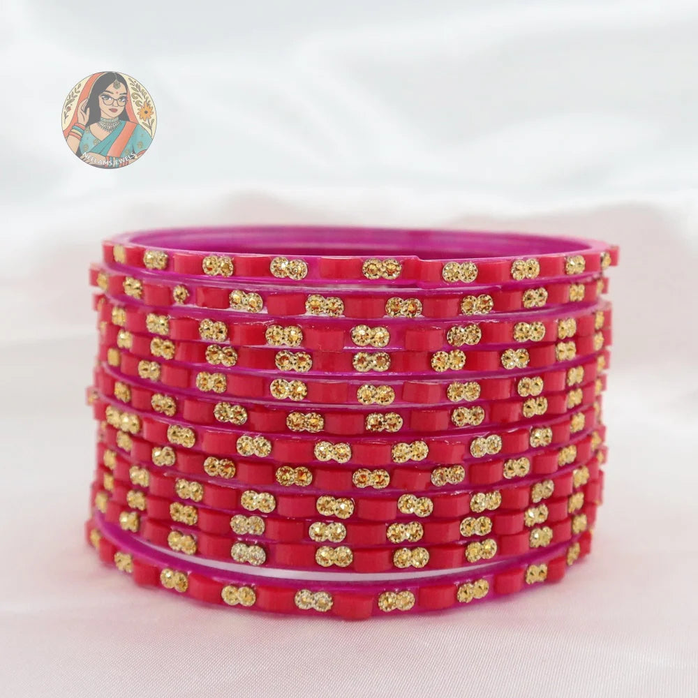 ’Rani Pink’ Tara Glass Bangle Set