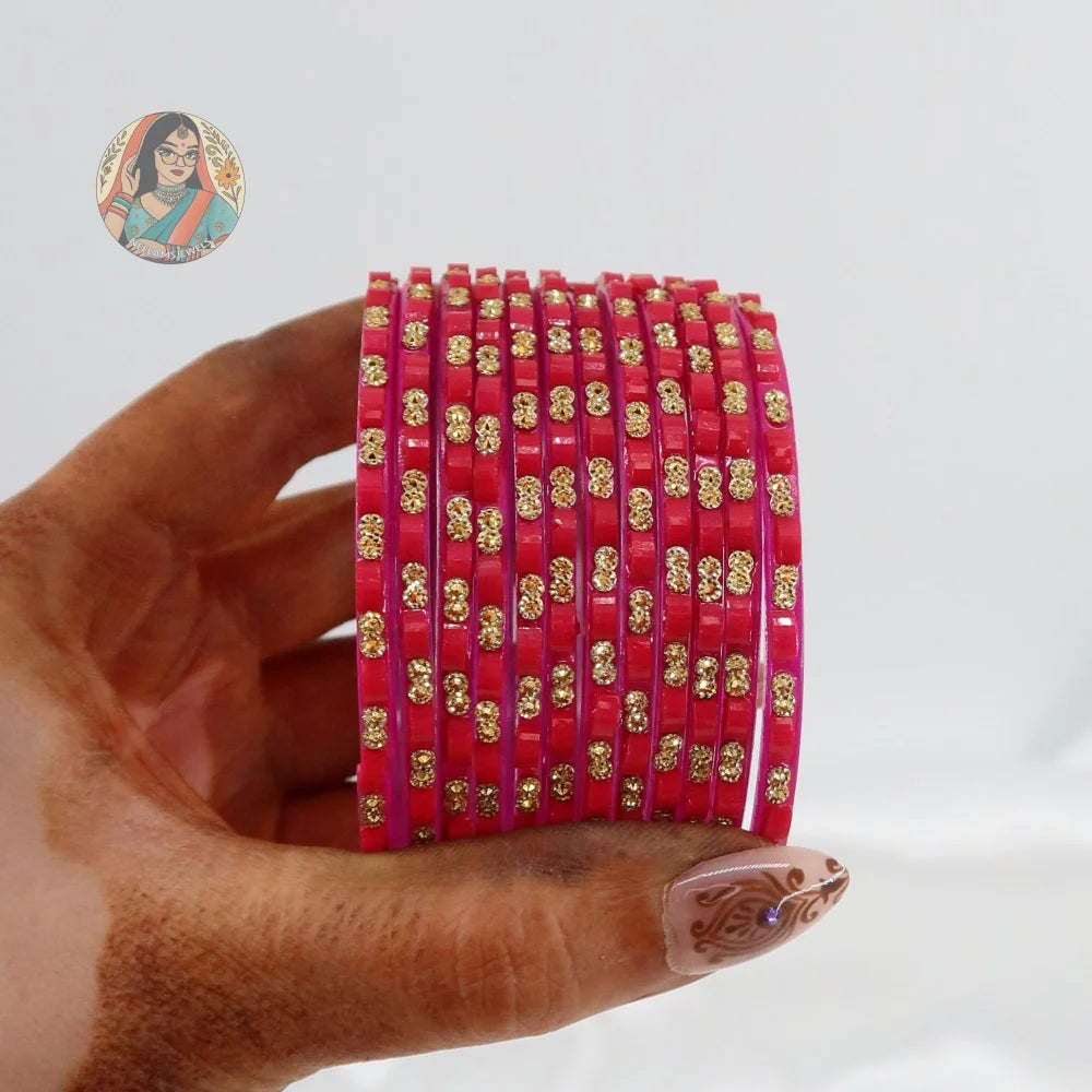 ’Rani Pink’ Tara Glass Bangle Set